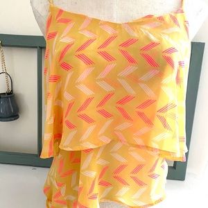 Yellow with pink accent tank top